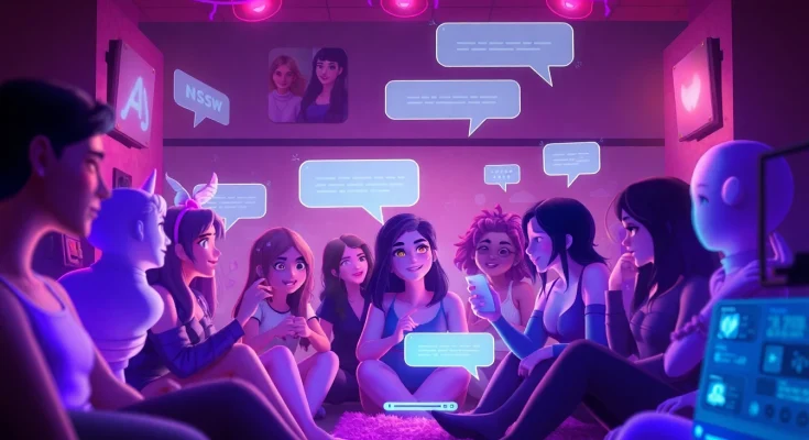 Engaging scene of character AI NSFW interactions in a cozy digital space.