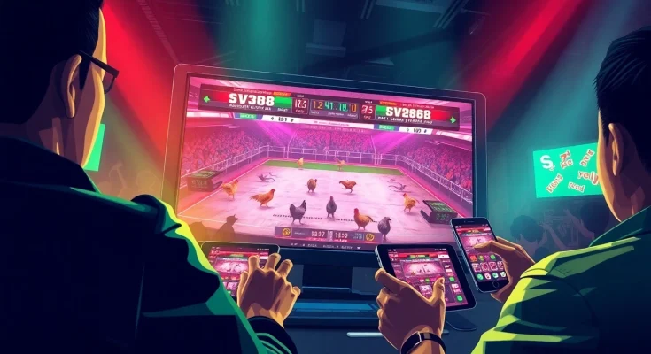 Engaging online betting scene on sv368win.live showcasing live cockfighting matches and user interaction.
