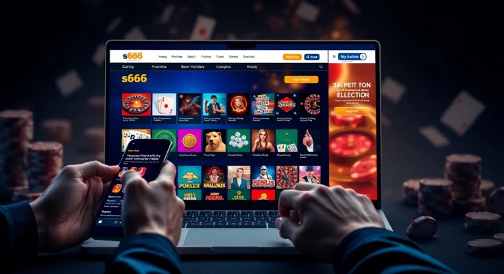 S666.nyc online betting platform showcasing a vibrant interface for games like poker and roulette.