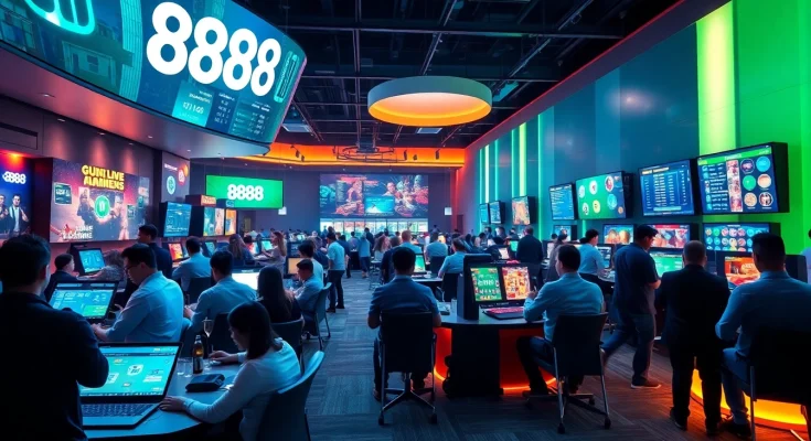 Exciting gaming experience at 888b.rodeo showcasing live casino and betting options in a vibrant digital interface.