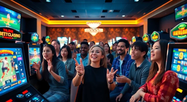 Exciting gaming scene at ev88win.live with diverse players and vibrant atmosphere.