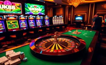 Experience thrilling gameplay at https://uk88.trading/ with vibrant casino tables and an exciting roulette wheel.