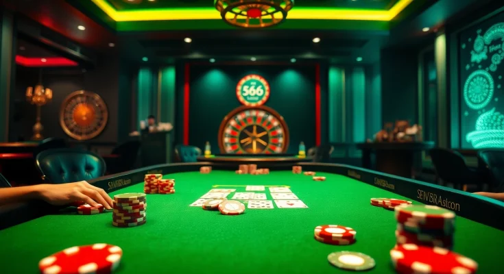 Experience the thrill of high-stakes poker at https://s666hn.com/ with luxurious casino elements like chips and cards.