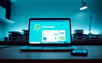 WhatsApp Web displayed on a laptop, showcasing seamless communication and tech efficiency.